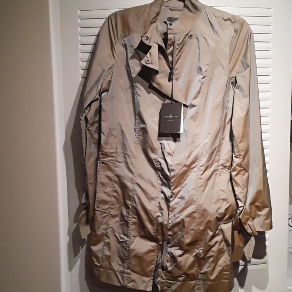 Cole Haan Rain Jacket Beige With Belt